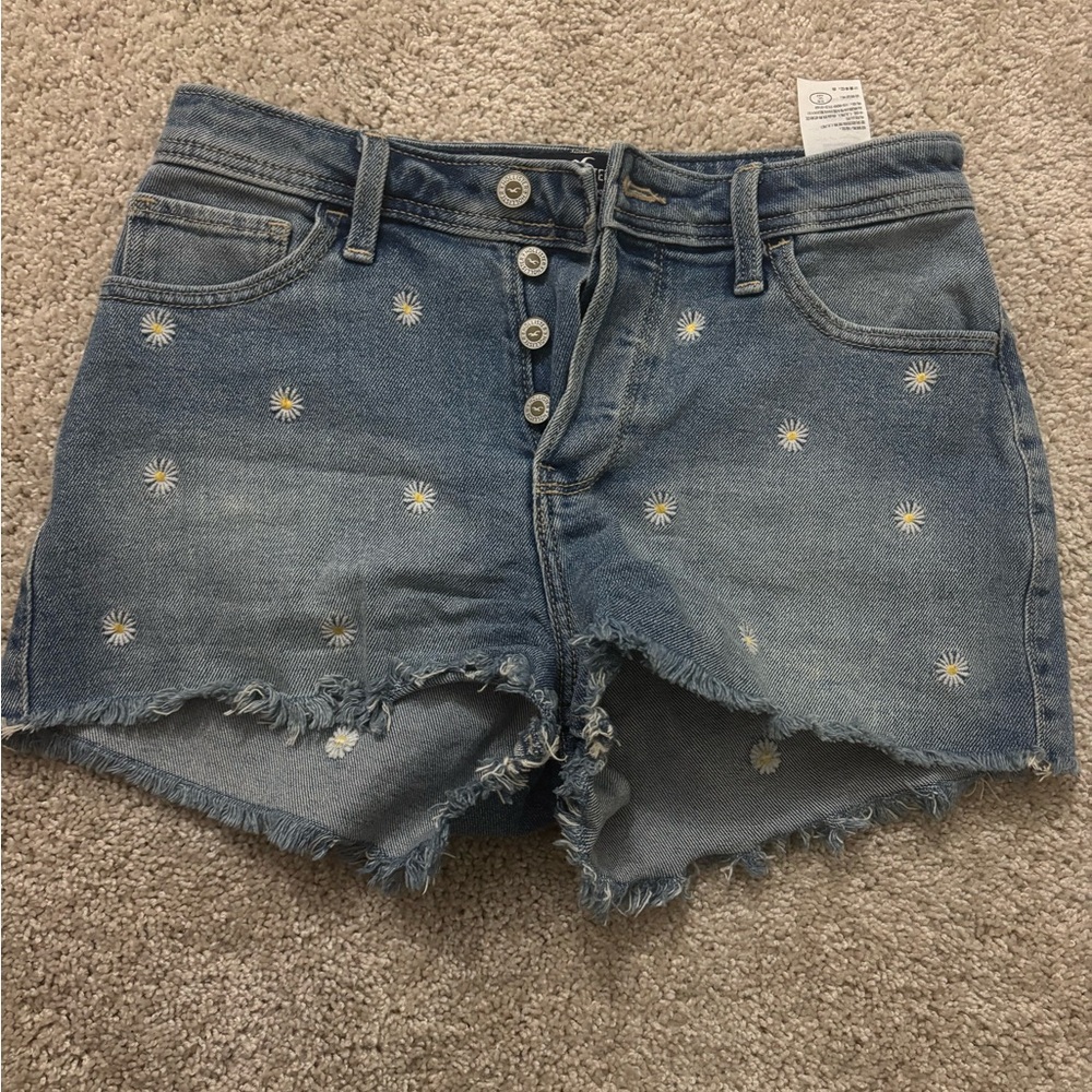 Hollister Blue Jean Shorts with Daisy Accents